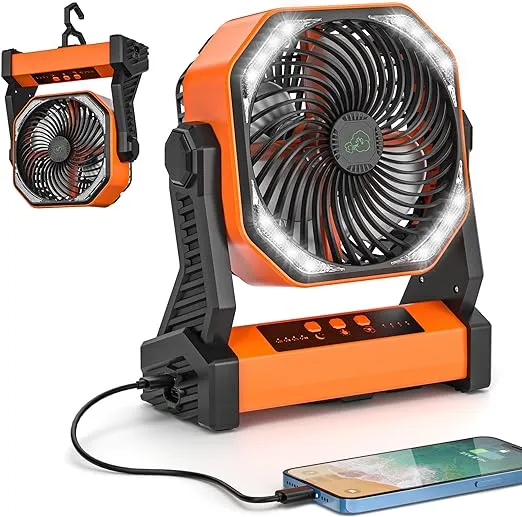 Camping Fan for Tent with LED Lantern, 20000mAh 58hrs Battery Powered Portabl...