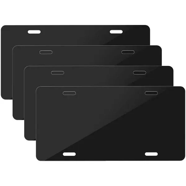 4PCS Blank Metal Automotive License Plate Plates Tag for Custom Design Work (Black)