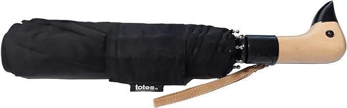 Totes Wooden Duck Handle Auto Open Umbrella - Black