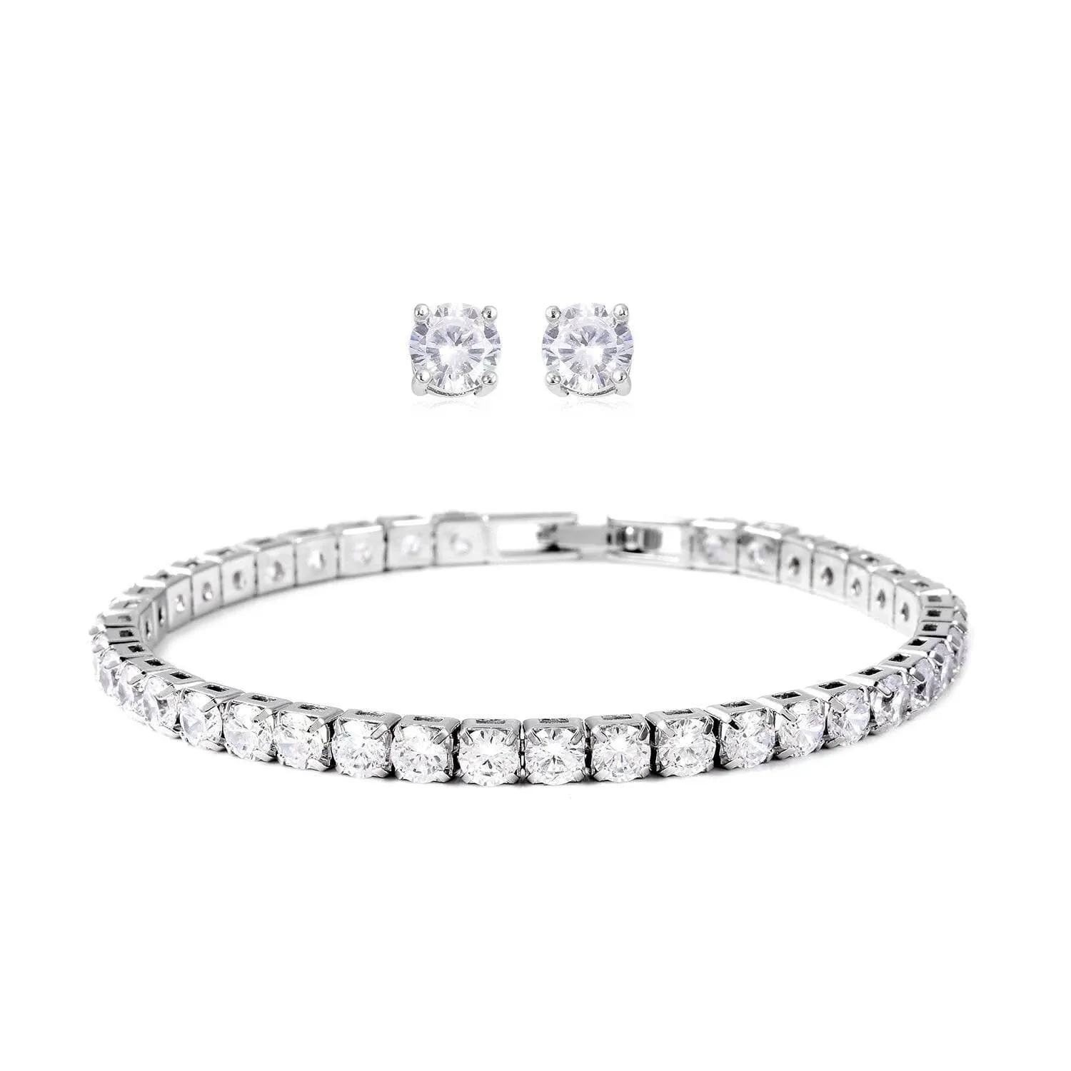 Shop LC Gifts Stud Earrings Tennis Bracelet Jewelry Set for Women