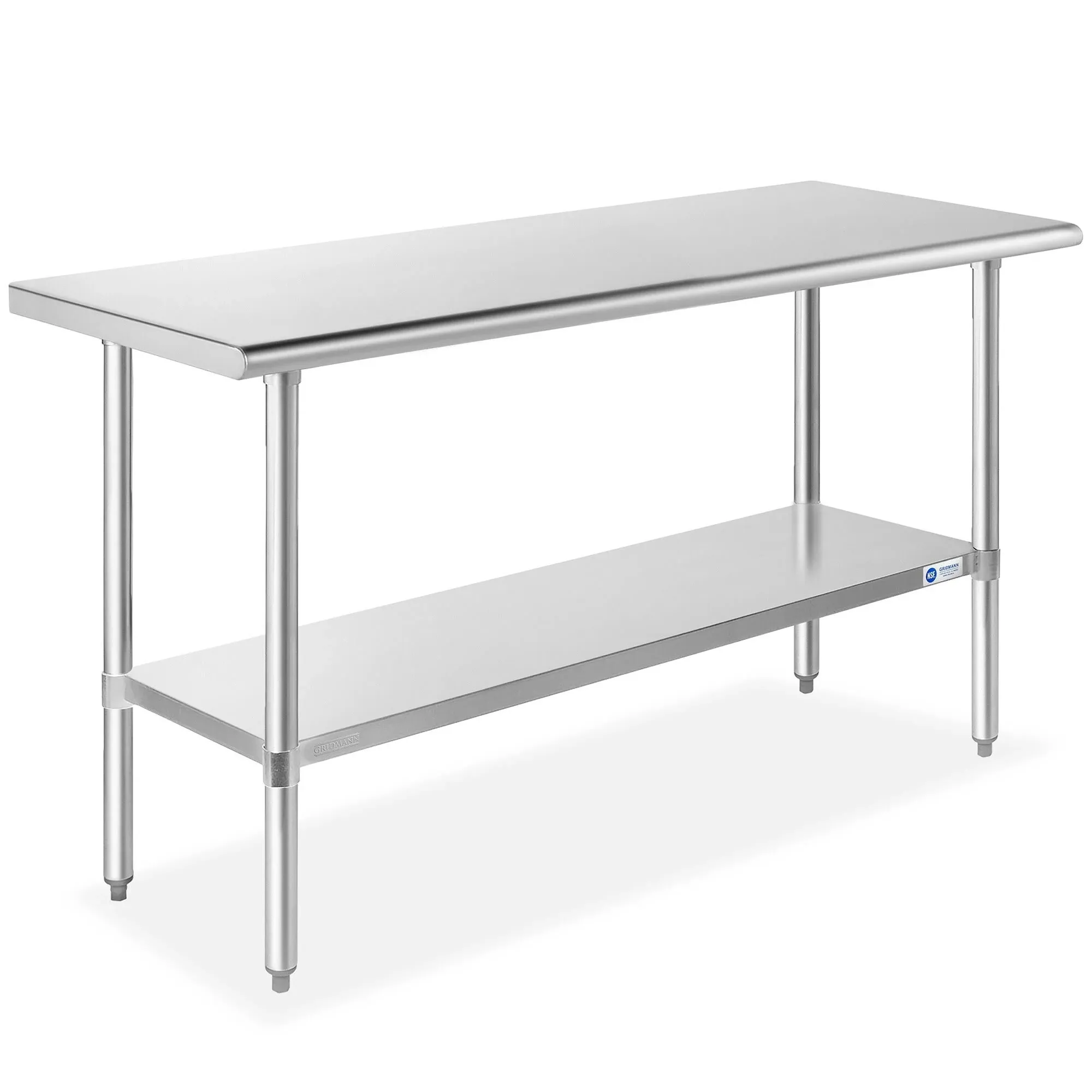 GRIDMANN 60 x 24 inch Stainless Steel Table w/ Undershelf, NSF Commercial Kitchen Work & Prep Table