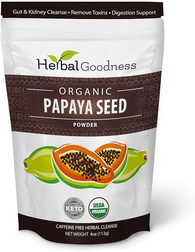 Organic Papaya Seeds Parasite Cleanse 4oz -10x Provides Health Support for Your Gut and Digestive System- 100% Natural Parasite Cleanse for Humans - Body Detox and Colon Broom Formula - 1 Pack