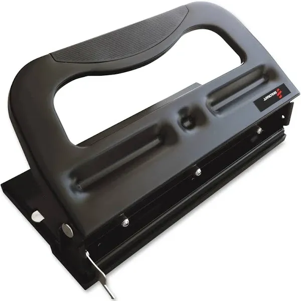 ADJUSTABLE HEAVY-DUTY THREE-HOLE PUNCH, 9-32" HOLES, BLACK, 1 EACH