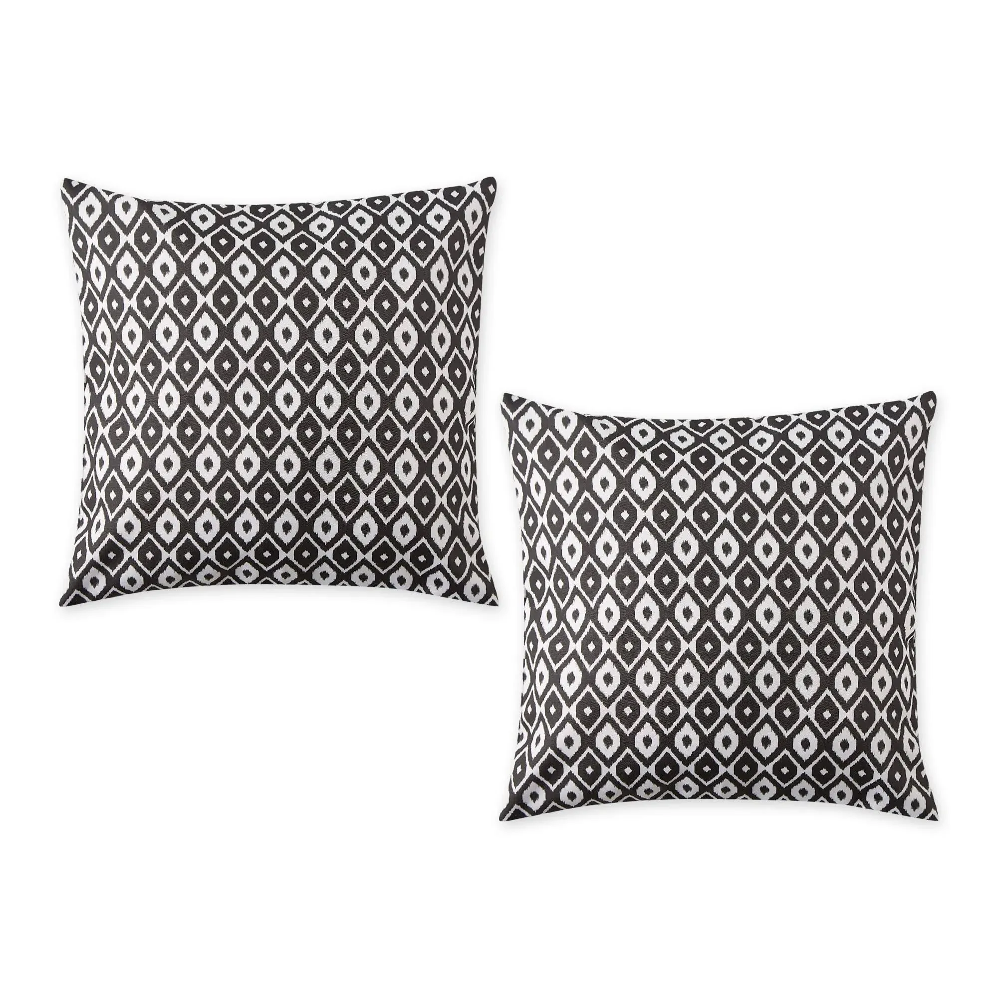 Black Ikat Outdoor Pillow Cover 18x18 (Set of 2) - Mediterranean - Outdoor Cushions And Pillows - by Design Imports | Houzz