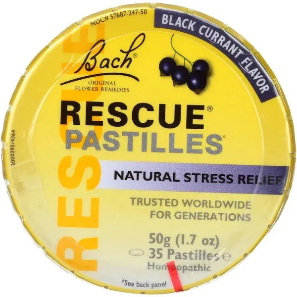 Bach Flower Remedies Rescue Pastilles Natural Stress Relief Black Currant 35PCS