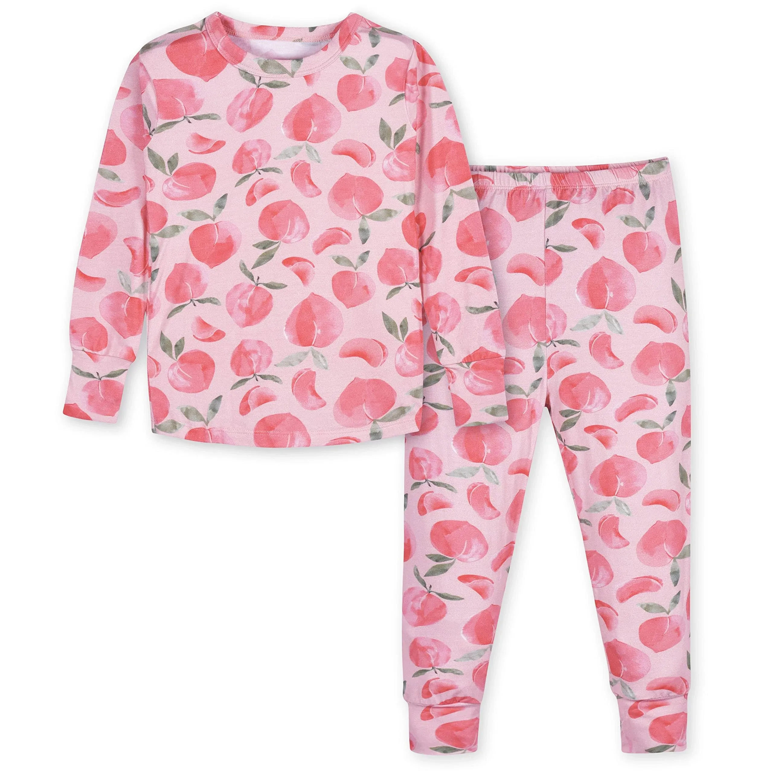 Gerber Kids 2-Piece Infant & Toddler Girls Just Peachy Buttery Soft Viscose Made from Eucalyptus Snug Fit Pajamas - 4T