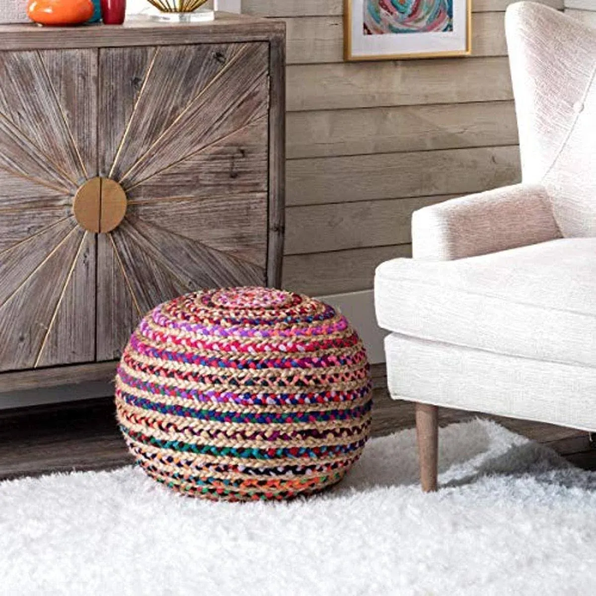 nuLOOM Ling Round Knit Ottoman Pouf