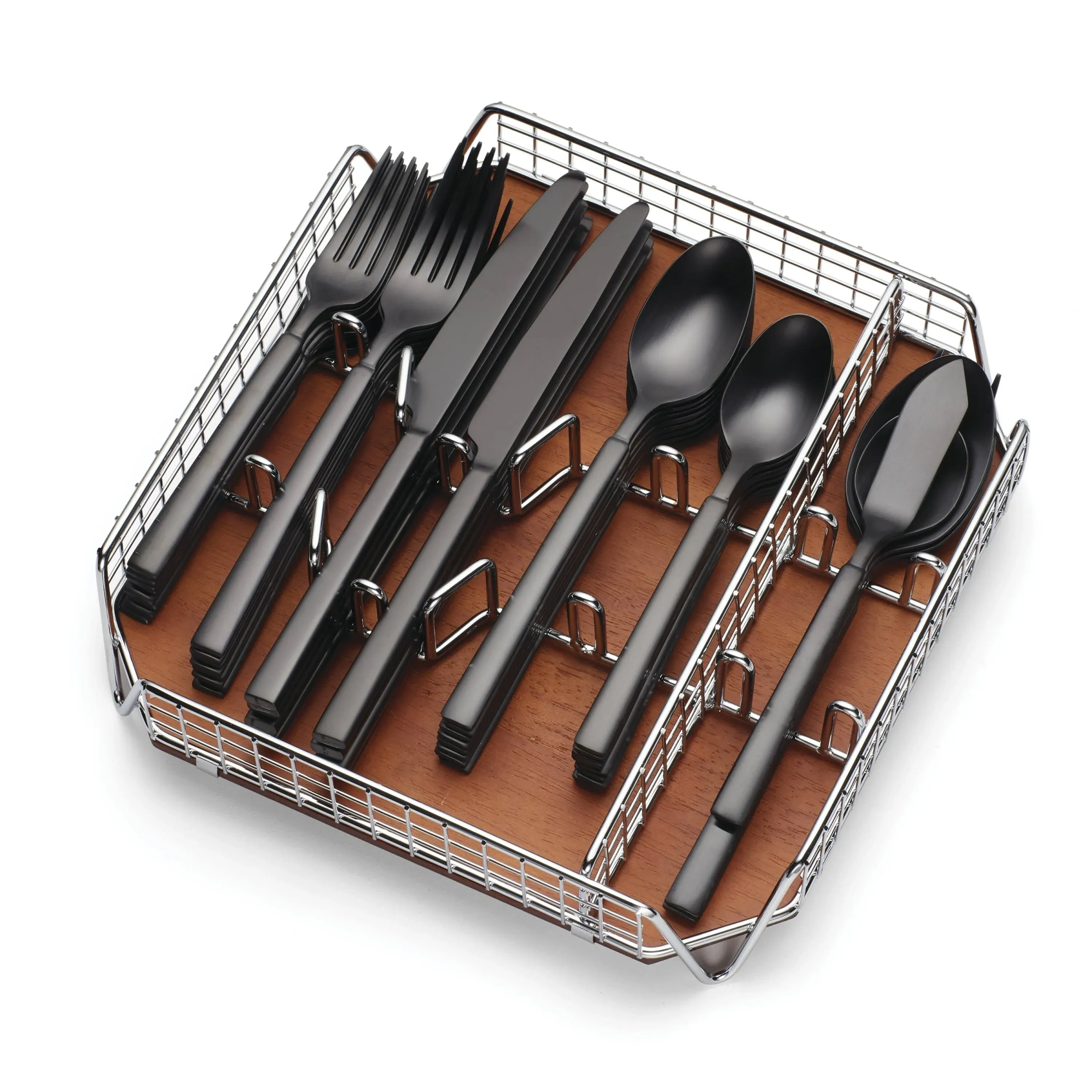 Cambridge Silversmiths Gailann Black Satin 45-Piece Flatware Set