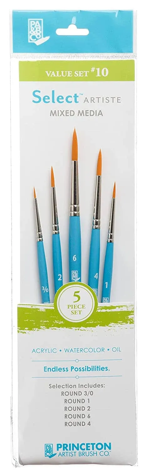 Princeton Select Artiste Paintbrush, 10-5 Brush Set, Blue