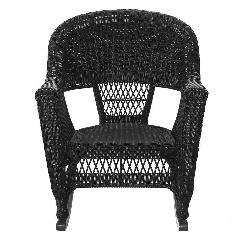 Jeco W00207R-D 2 Rocker Wicker Chair, Set of 2, Black