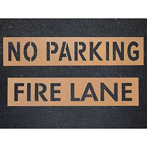 APS 4" FIRE Lane NO Parking Stencil for Parking Lot | Parking Lot Stencils for Painting | Reusable No Parking Fire Lane Pavement Stencils for Parking Lot Markings | Made in USA w/Recycled Cardboard