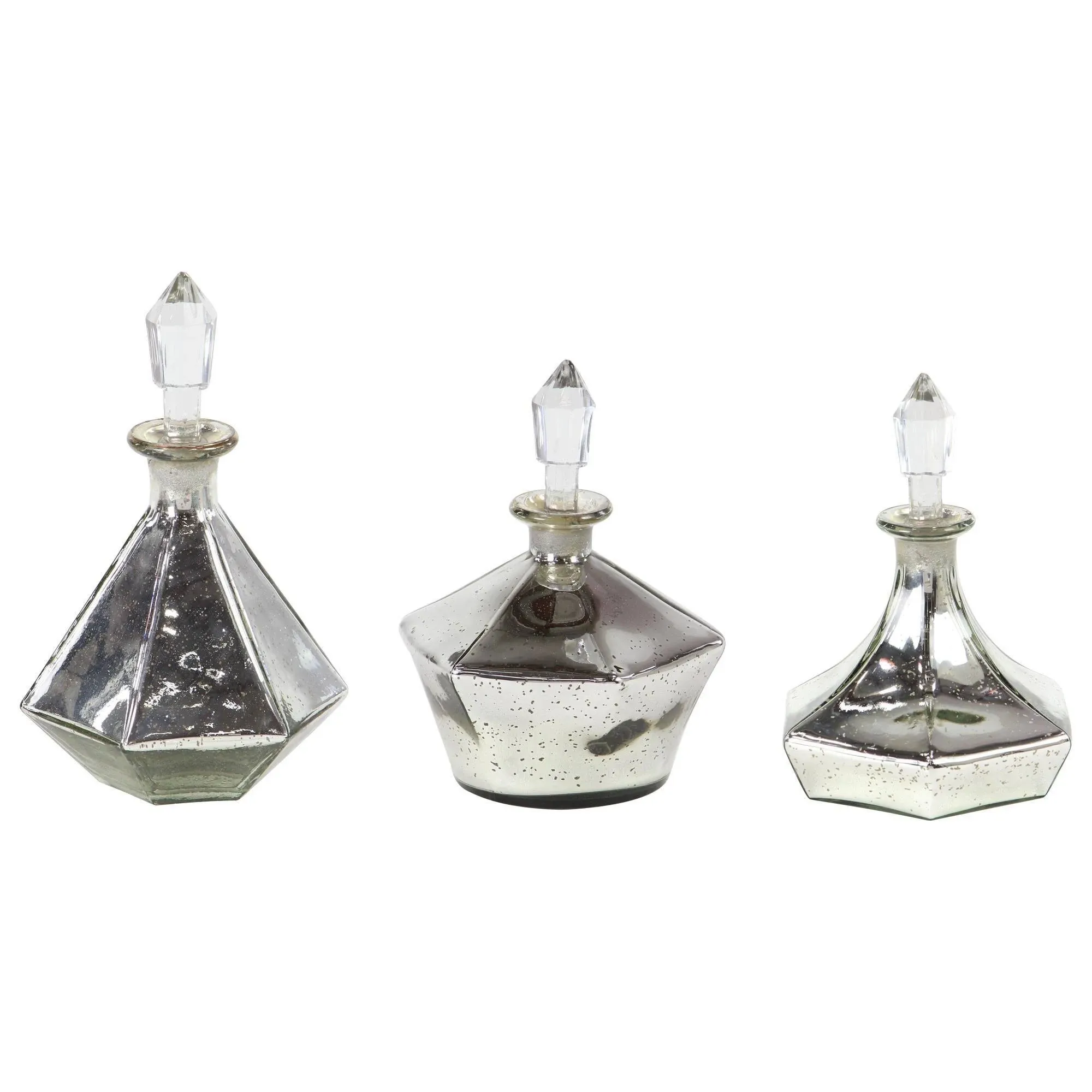 Monroe Lane Glam Glass Decorative Jars - Set of 3, Silver