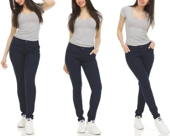 3-Pack Women's Super Stretchy Skinny 5-Pocket Uniform Soft Chino Pants