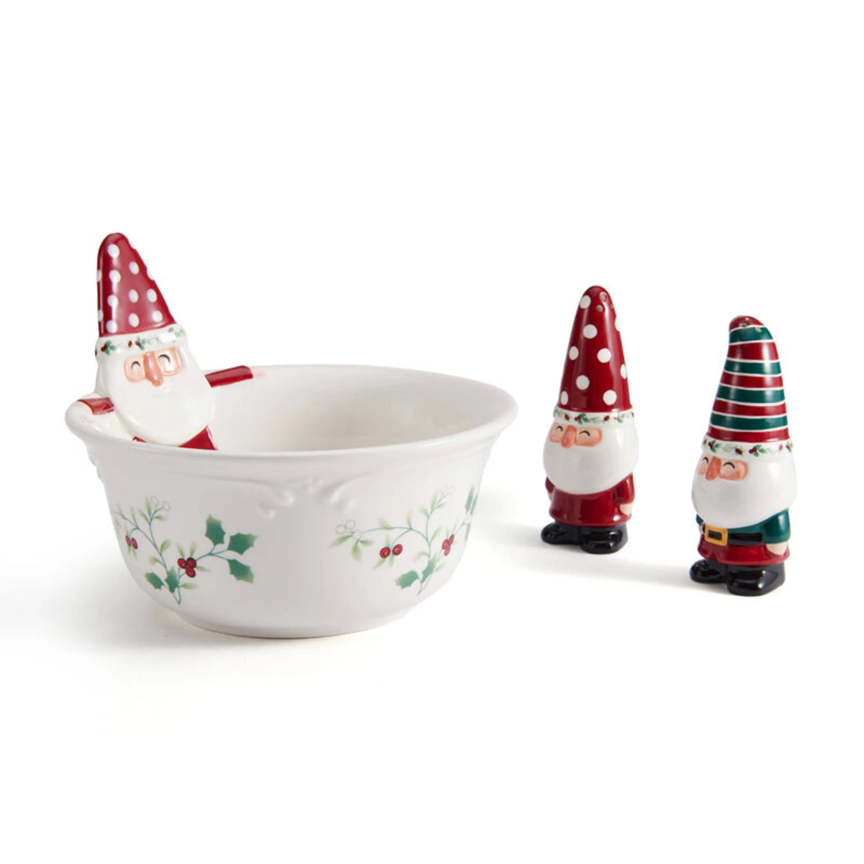 Winterberry Figural Salt &amp; Pepper and Bowl Set by Pfaltzgraff