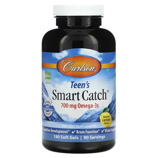 Carlson, Teen's Smart Catch，天然檸檬味，700 毫克，90 粒軟凝膠（每粒軟凝膠 350 毫克）