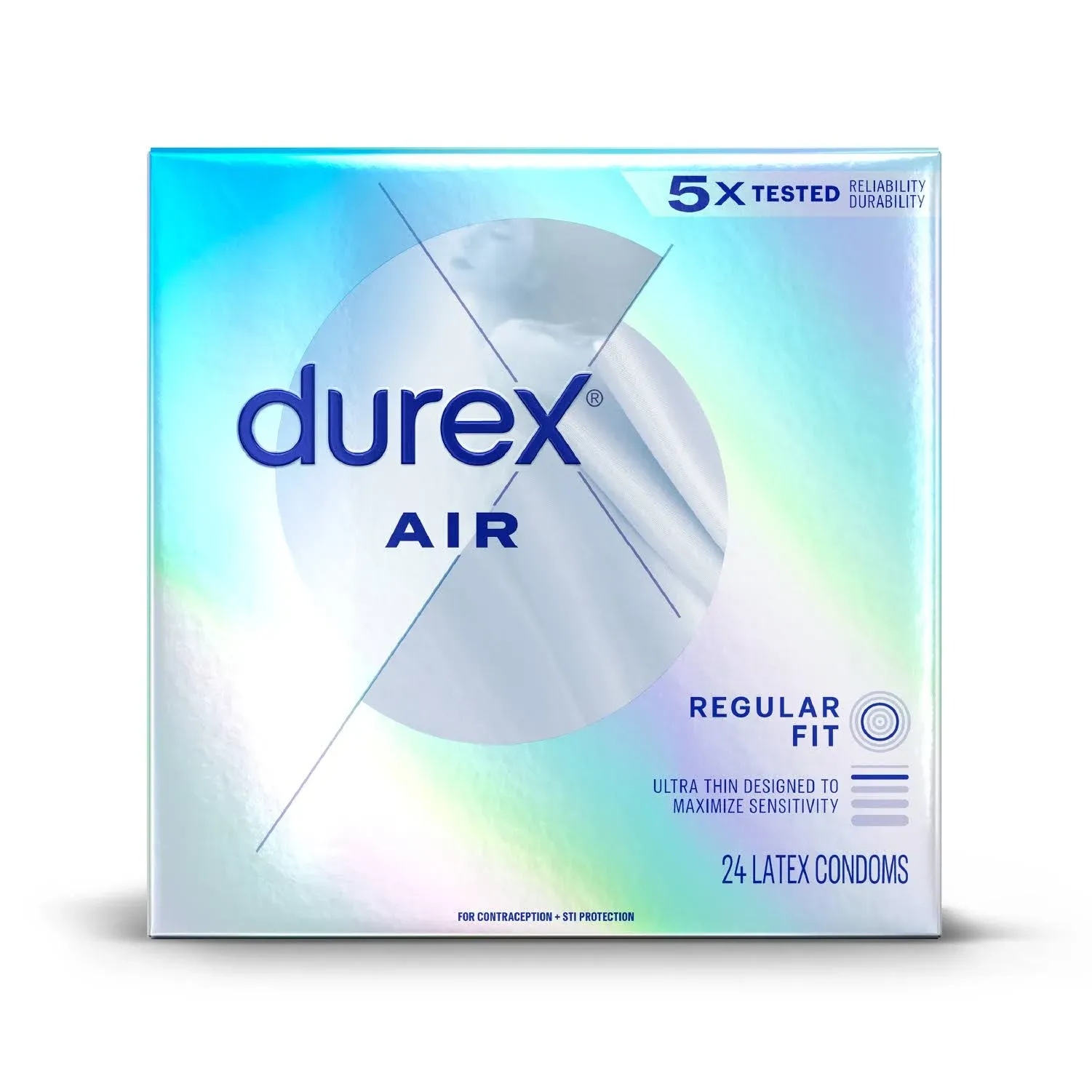 Durex Air Condoms, Extra Thin, Transparent Natural Rubber Latex Condoms for Men, 24 Count