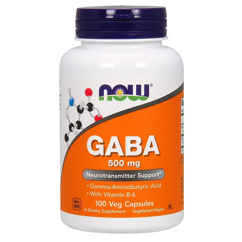 NOW Foods, GABA et vitamine B6, 500 mg, 100 capsules végétales