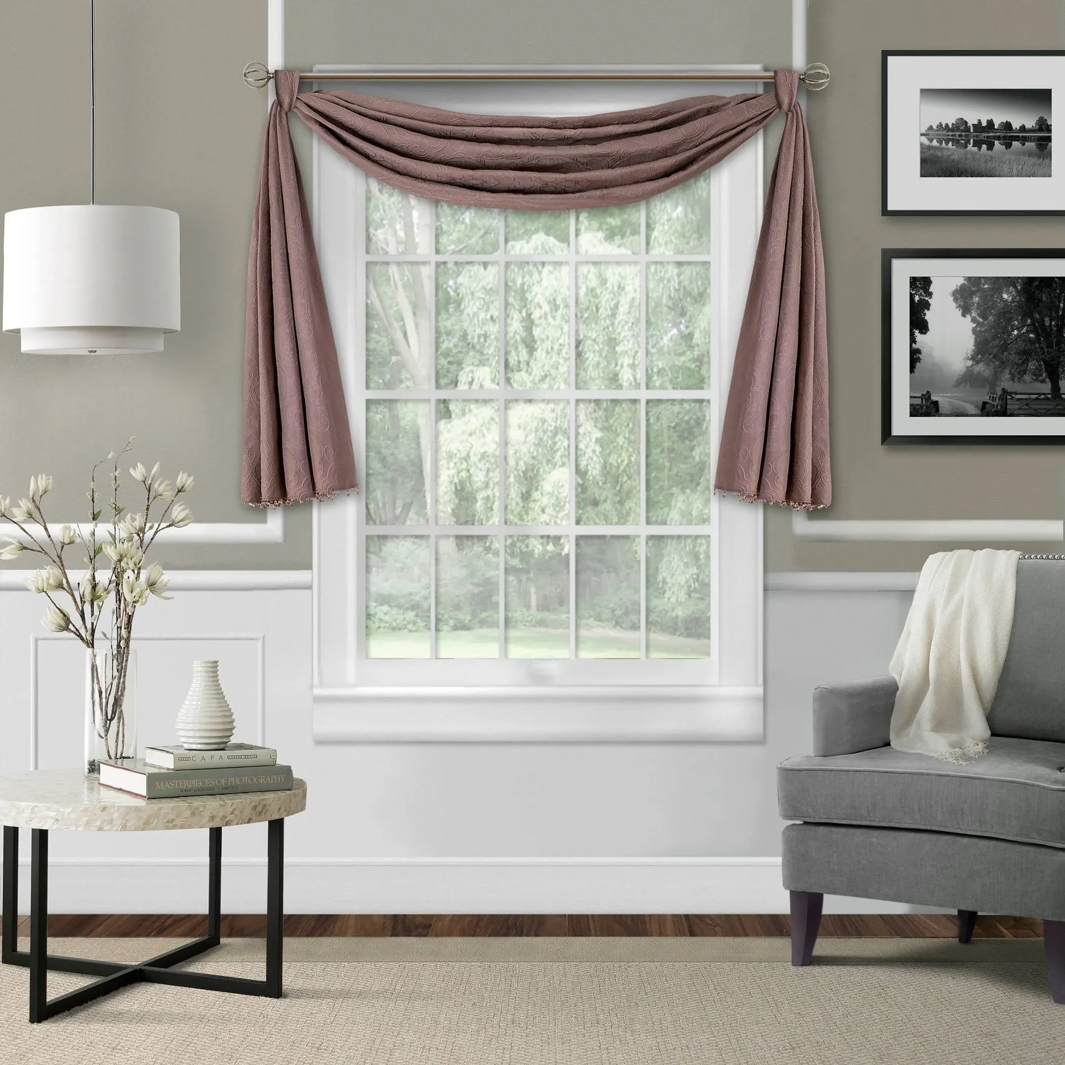 Leila Solid Embroidered Blackout Window Scarf Valance - Contemporary - Valances - by Elrene Home Fashions | Houzz