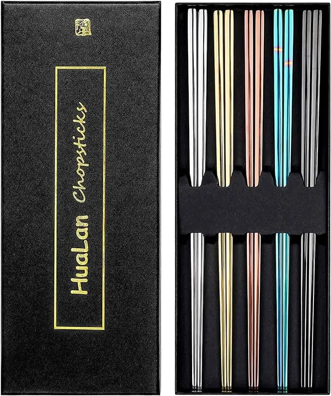 HuaLan Stainless Steel Chopsticks Series-Reusable Multicolor Lightweight 304 ...