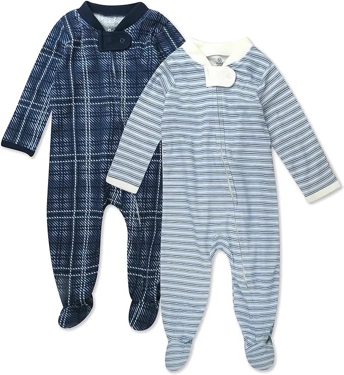 2-Pack Organic Cotton Sleep & Plays Blue Plaid / 6-9M