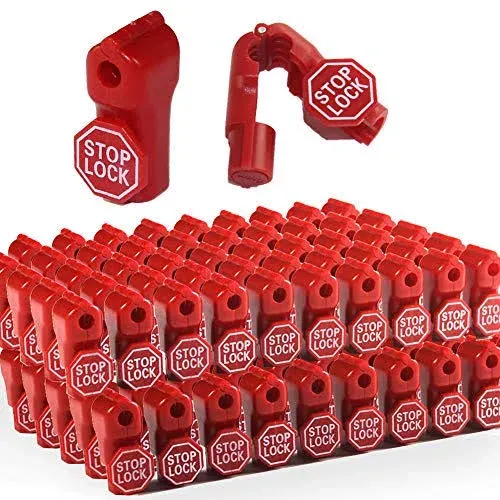 Betertek Peg Hook Locks Stop Lock 100pcs Plastic red Stop Locks Retail peg Hook