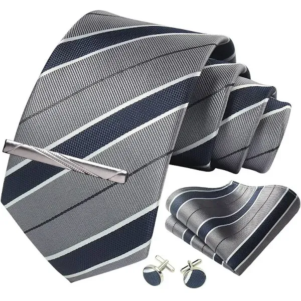 CWKOON Striped Plaid Polka Dot Mens Tie Formal Necktie Pocket Squares Ties Clips