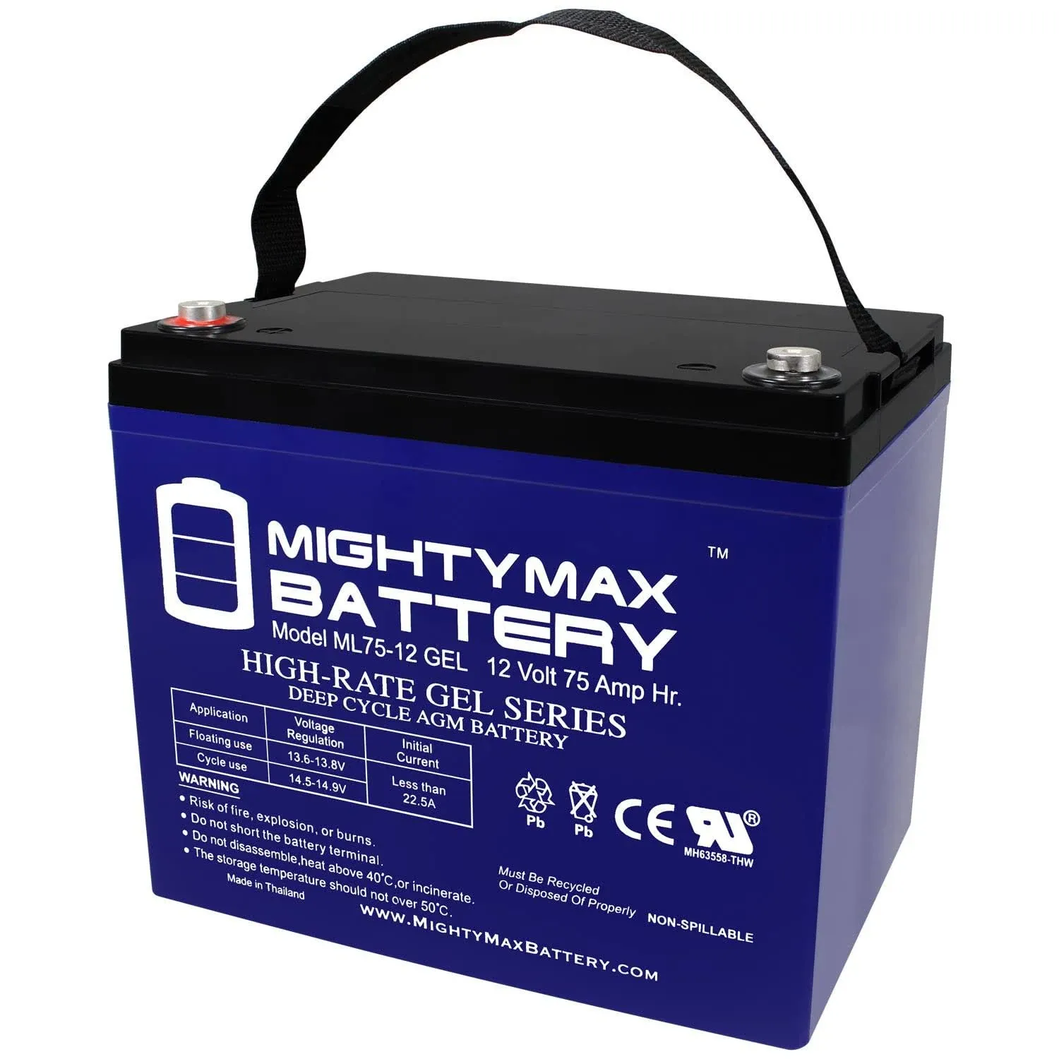 Mighty Max Battery 12V 75Ah Gel Battery Replacement for Quantum Q6 Edge HD