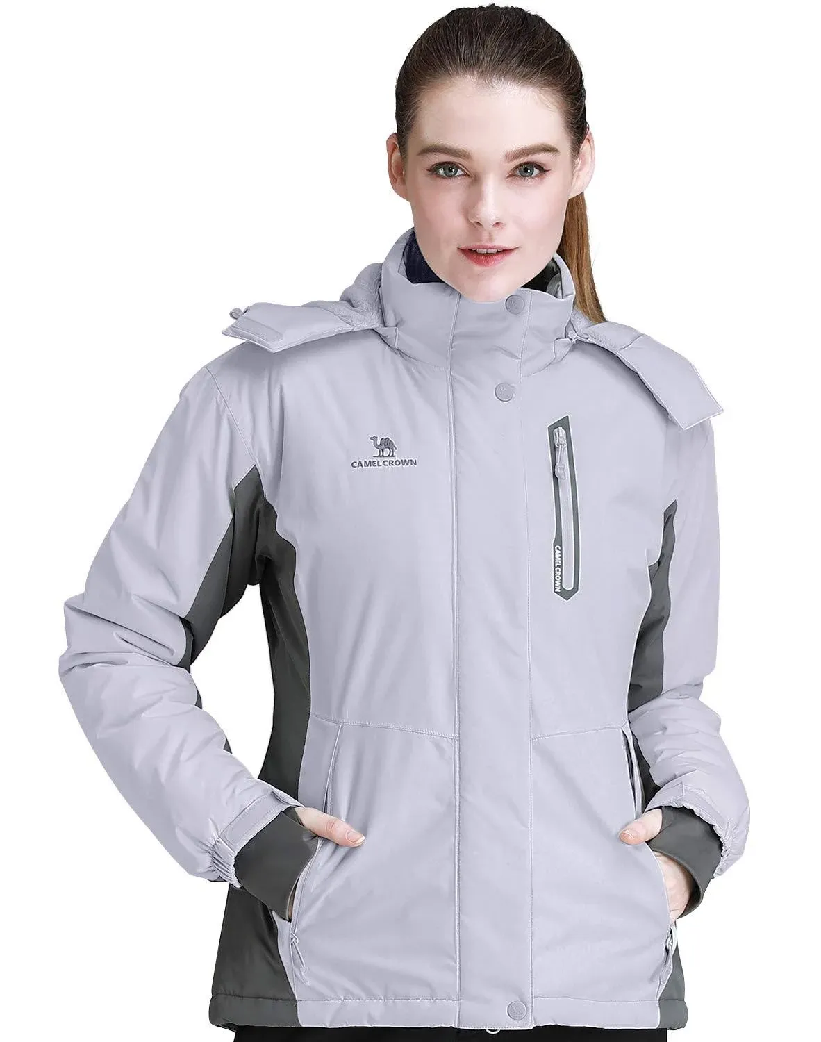 Camel Crown Womens Mountain Snow Waterproof Ski Jacket Detachable Hood Windproof ...