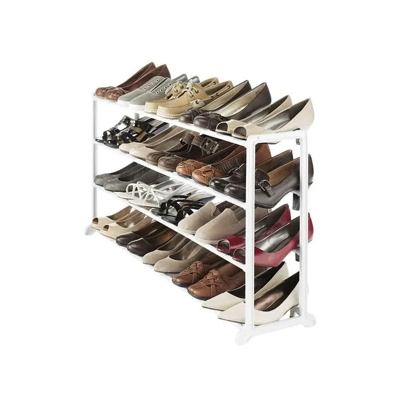 Whitmor Floor 20-Pair Shoe Stand, White