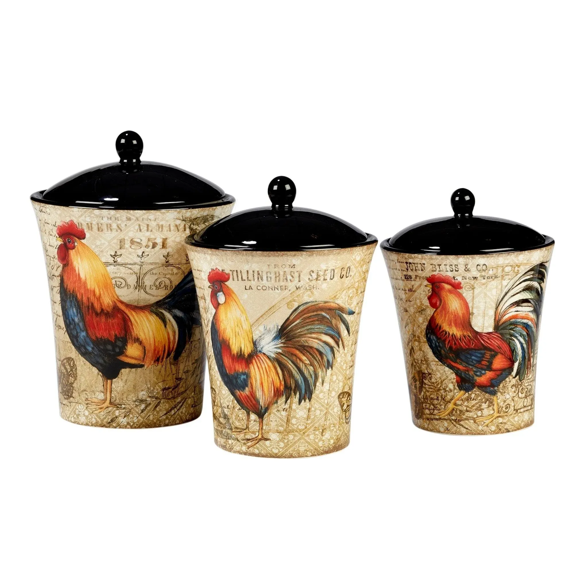 Certified International Gilded Rooster CanisterSet/3