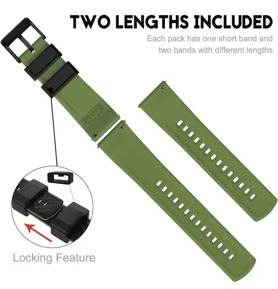 Ritche Silicone Watch Bands 18mm 20mm 22mm 24mm Quick Release Rubber Watch Bands ...