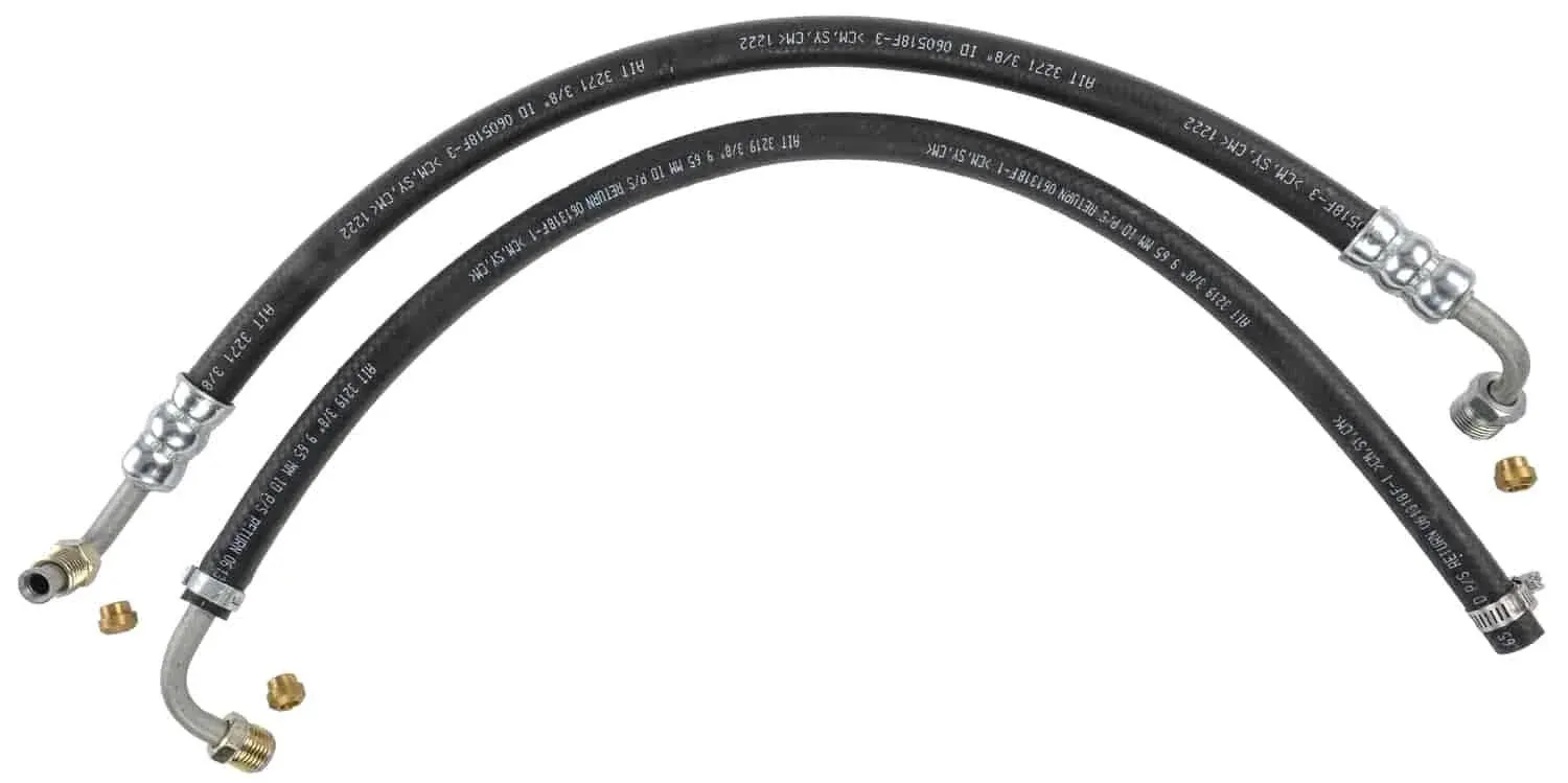 JEGS 60712 Power Steering Hose Kit GM 3/8 in. Rubber Includes: 24 in. Long Press