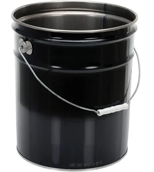 Vestil PAIL-STL-RI Steel Pail, Black, Cap 5 gal, with Lining