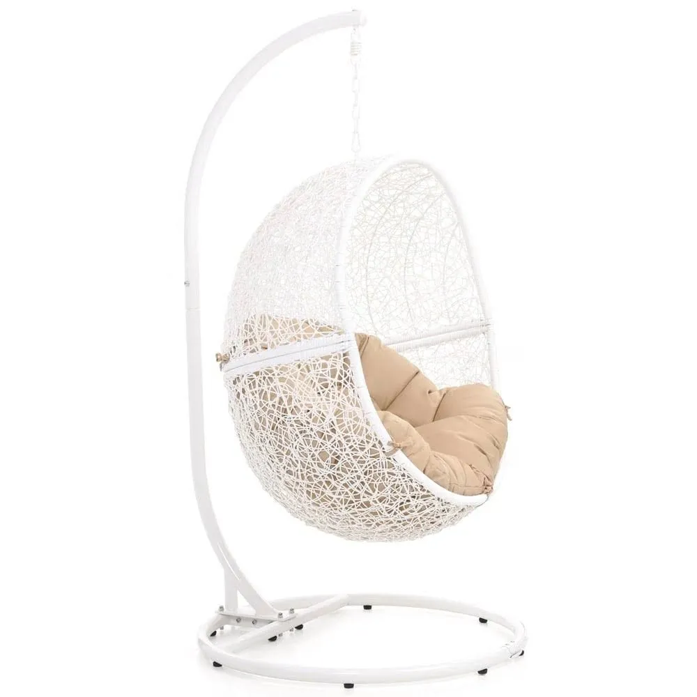 Zuri Furniture Modern Outdoor Swing Chair with Stand Basket