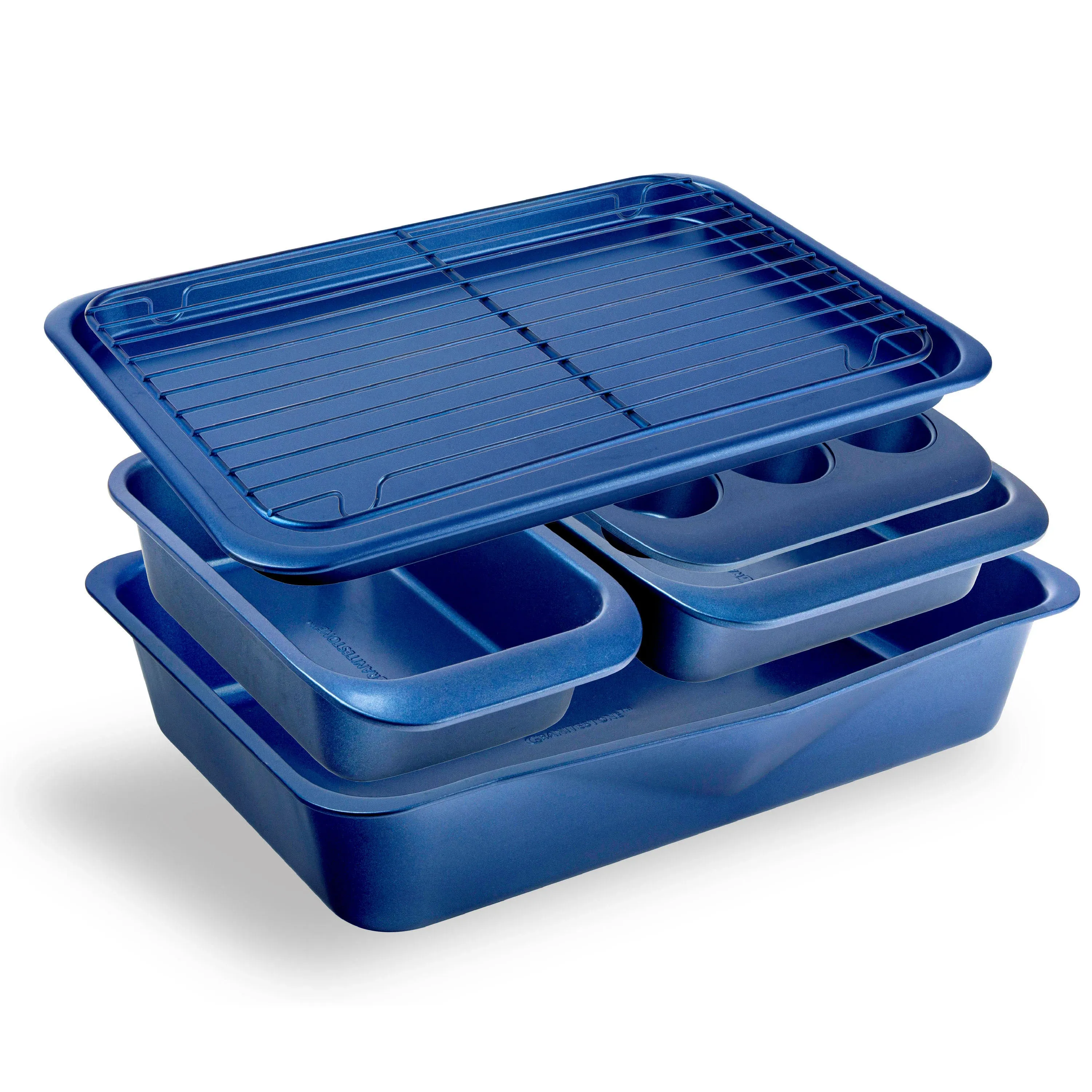 Granitestone 6-Piece Nonstick Stackable Bakeware Set, Blue