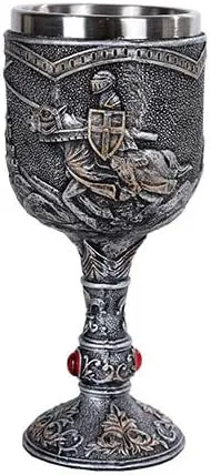 Pacific Giftware Medieval Knight Wine Goblet Made of Polyresin with Stainless Steel Rim