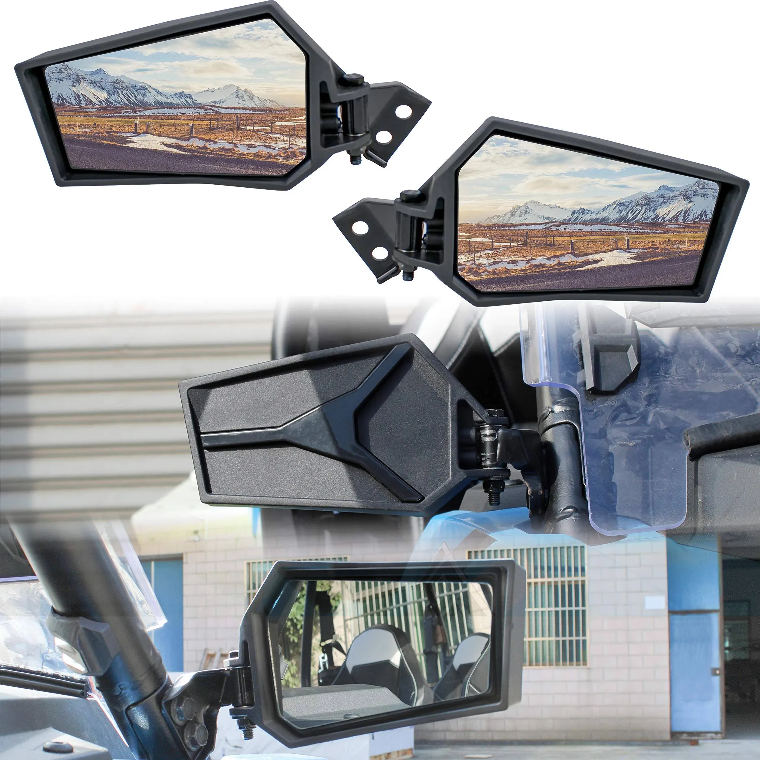 SAUTVS Adjustable Rearview Side Mirrors for Polaris RZR XP 1000 14-23, Folding ...