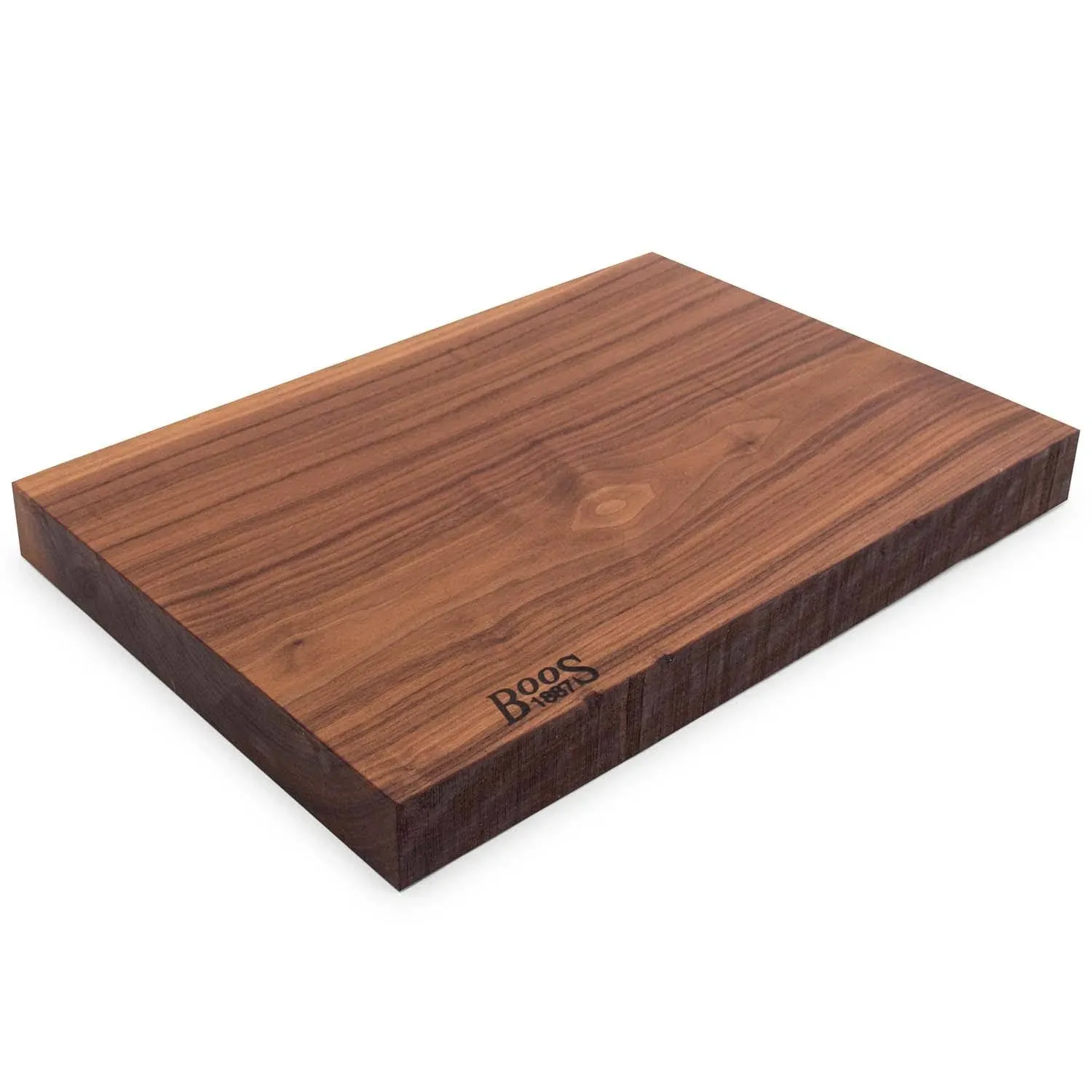 John Boos 17" x 12" Rustic Edge Cutting Board Walnut