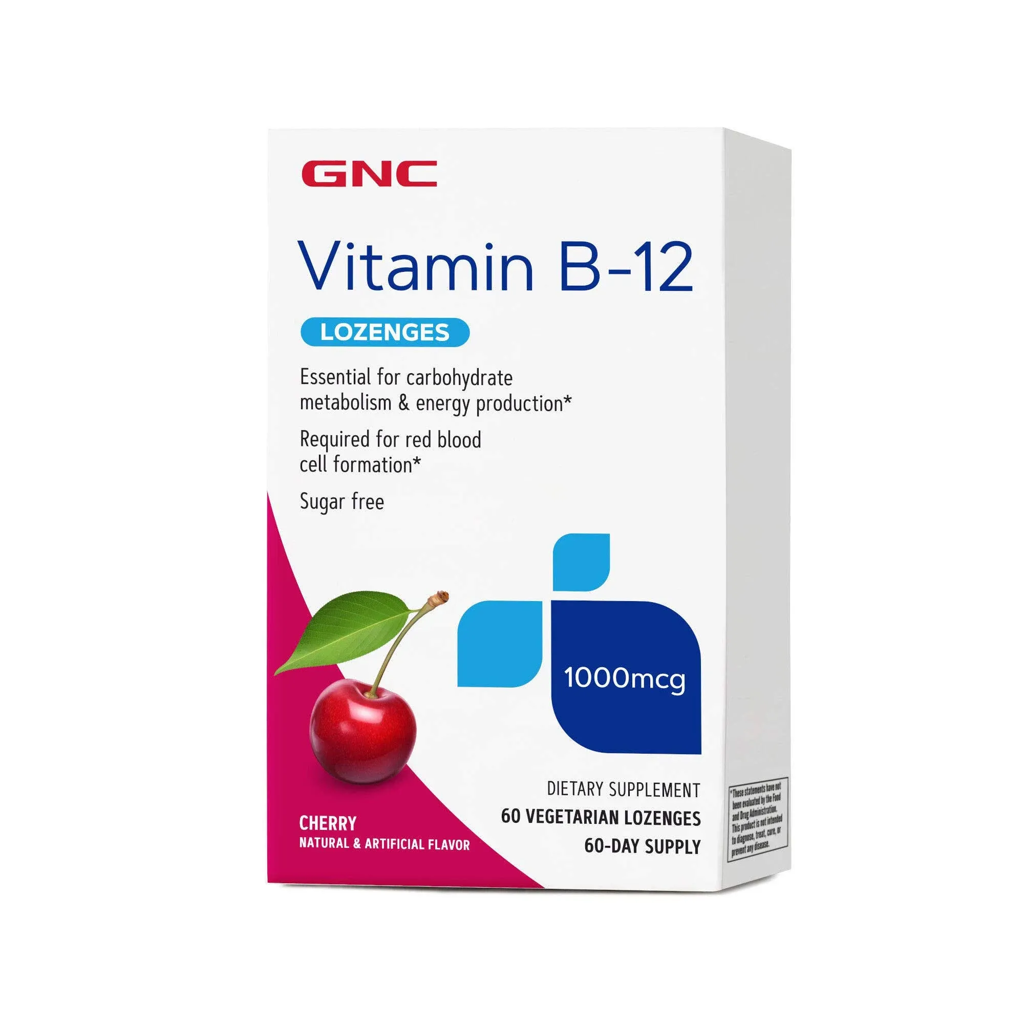 GNC Vitamin B-12 1000 Mcg - Cherry - 60 Lozenges