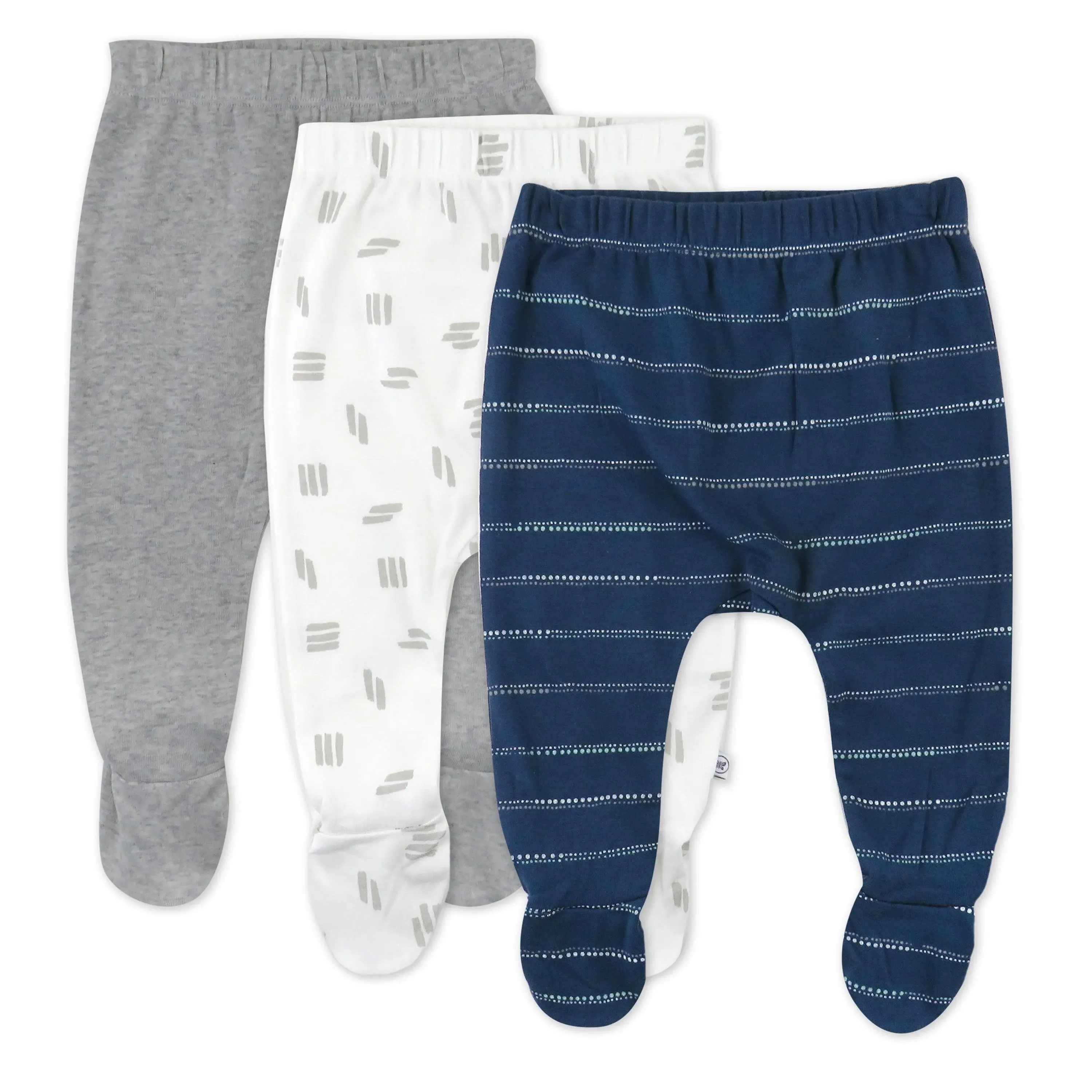 HonestBaby Baby Boys' 3-Pack Organic Cotton Footed Harem Pants