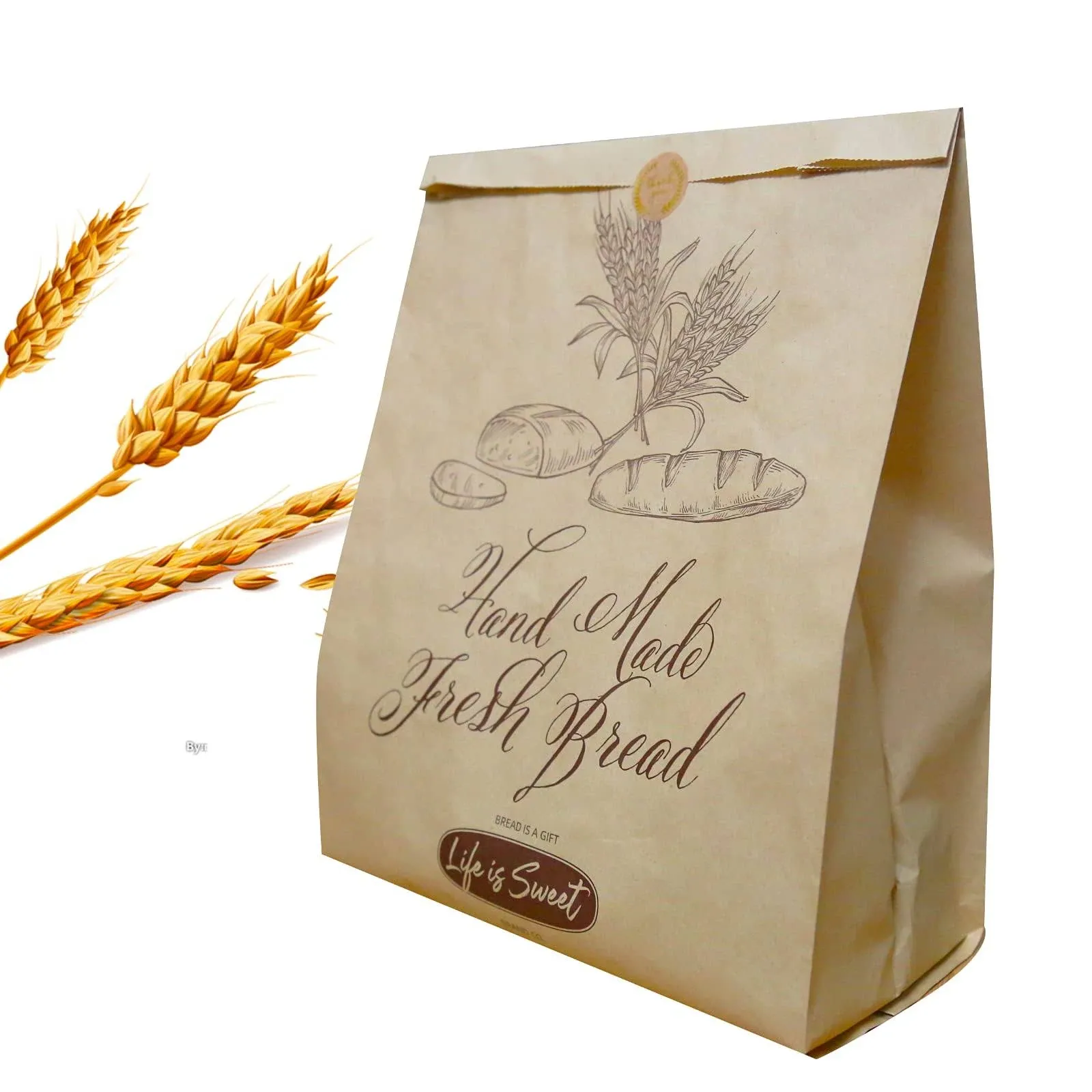 Ae Kahtay 50 Pack 13.8 x 9.5 Inch Kraft Paper Bread Bags