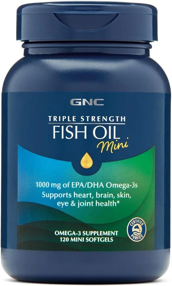 GNC Fish Oil, Triple Strength, Mini Softgels - 120 softgels