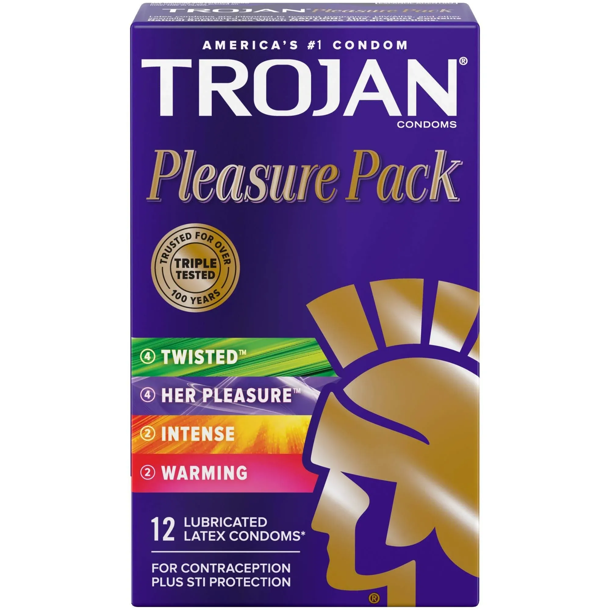 Trojan Pleasure Pack Lubricated Condoms, 12 Count