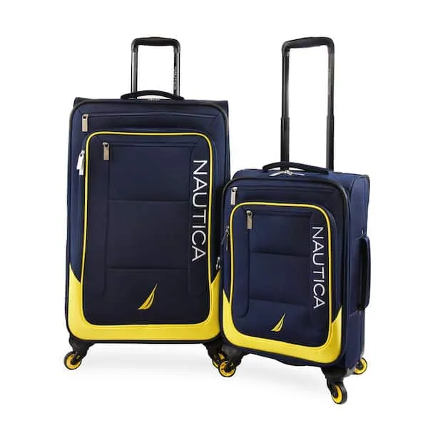 Nautica Helios 2pc Softside Luggage Set, Navy Yellow