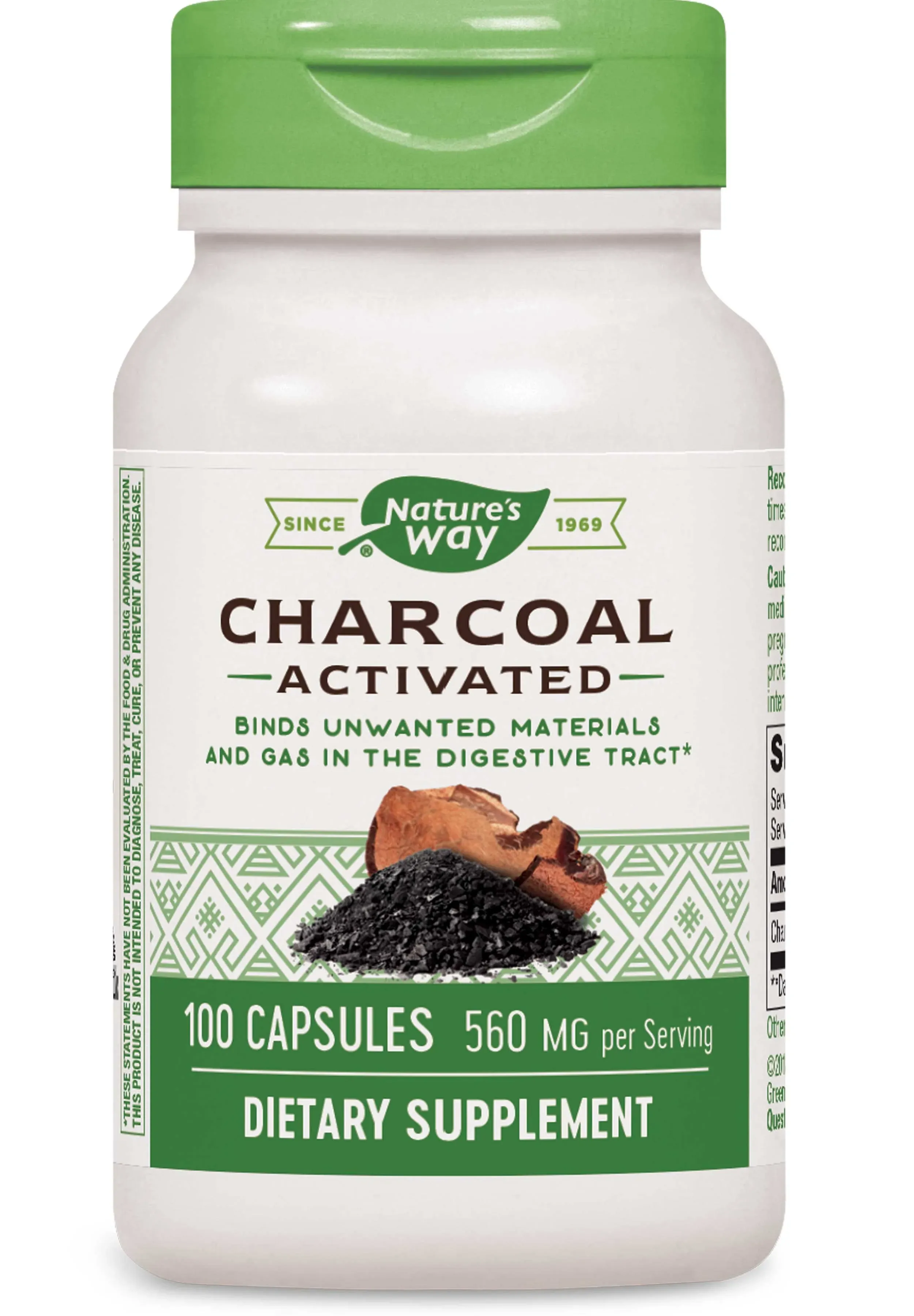 Activated Charcoal 280 mg by Nature's Way 100 Capsules