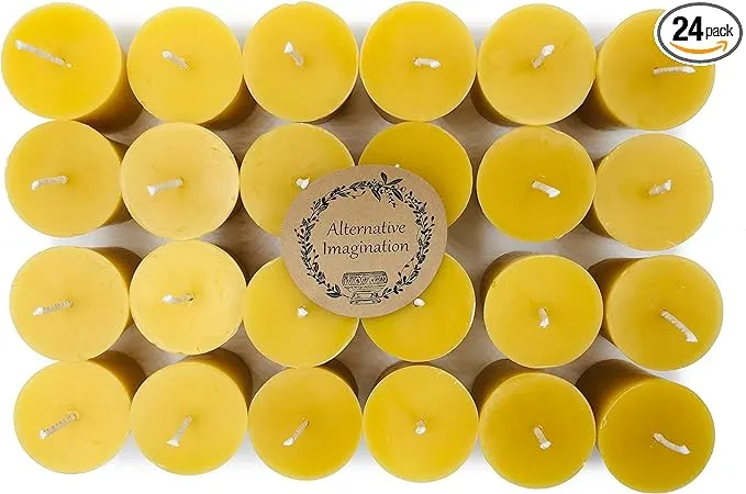 Alternative Imagination Premium 100% Pure, Natural Beeswax Votive Candles - Pack