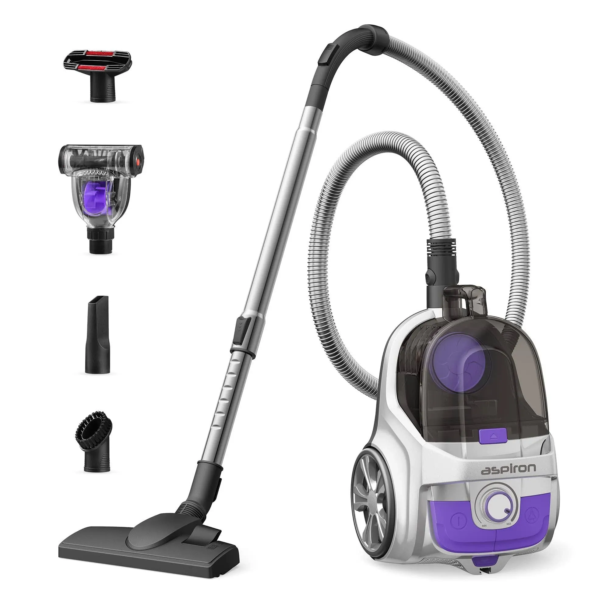 Aspiron Upgraded Canister Vacuum Cleaner, 1200W Bagless Vacuum Cleaner, 3.7Qt...