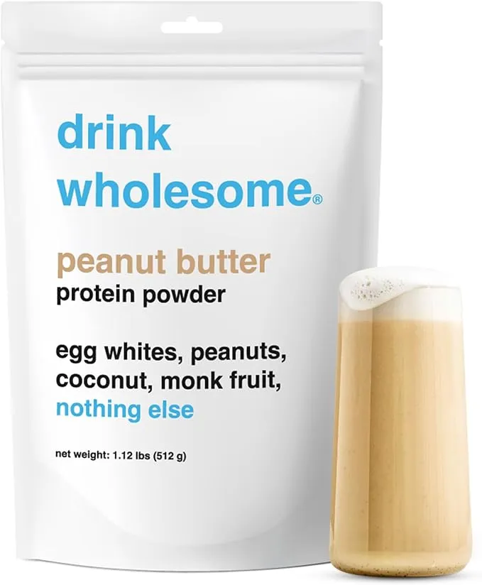 Drink Wholesome Peanut Butter Egg White Protein Powder | for Sensitive Stomachs | Easy to Digest | Gut Friendly | No Bloating | Dairy Free Protein