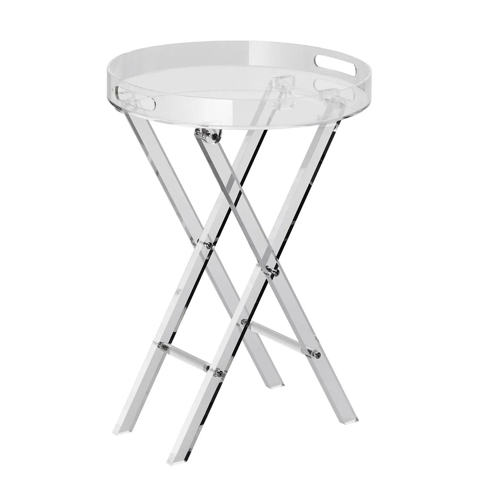 VEVOR Acrylic Folding Tray Table Acrylic End Table with Folding x Leg Clear ...