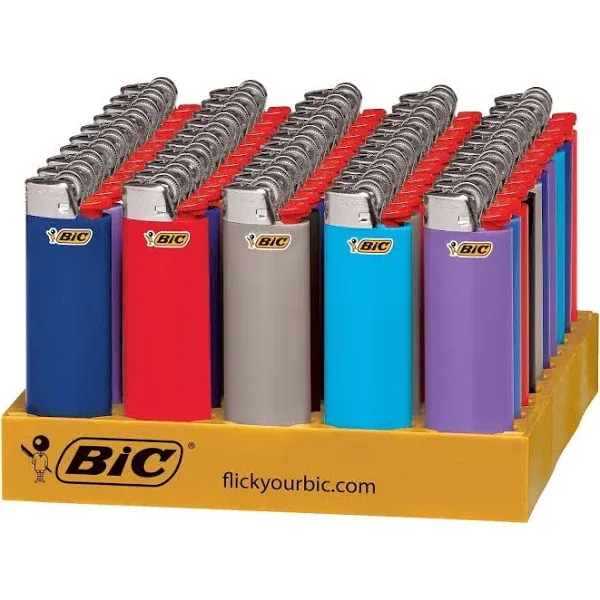 BIC Classic Lighter, Assorted Colors, 50-Count Tray, Up to 2x the Lights (Assortment of Colors May Vary)